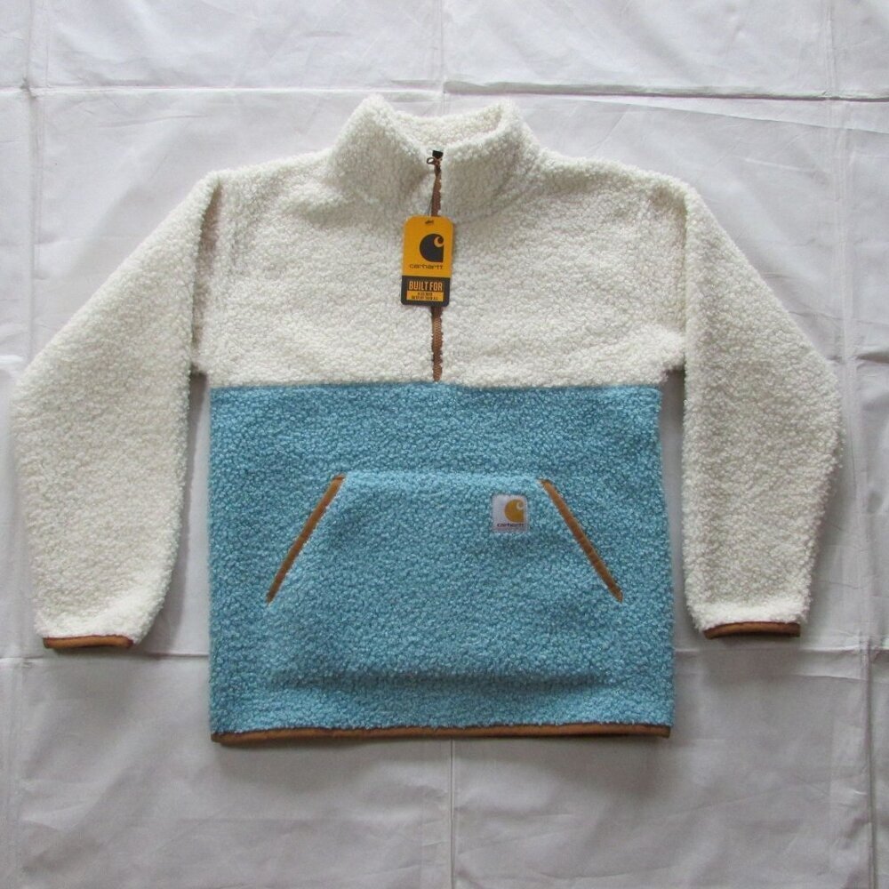 Carhartt Youth Girl's SM Quarter Zip Fleece Pullover Sweatshirt Light Aqua TS713